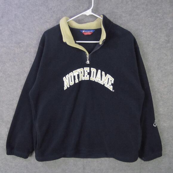 Notre Dame Fighting Irish Sweater Mens Navy NCAA Fleece Quarter Zip Pullover - Picture 1 of 9